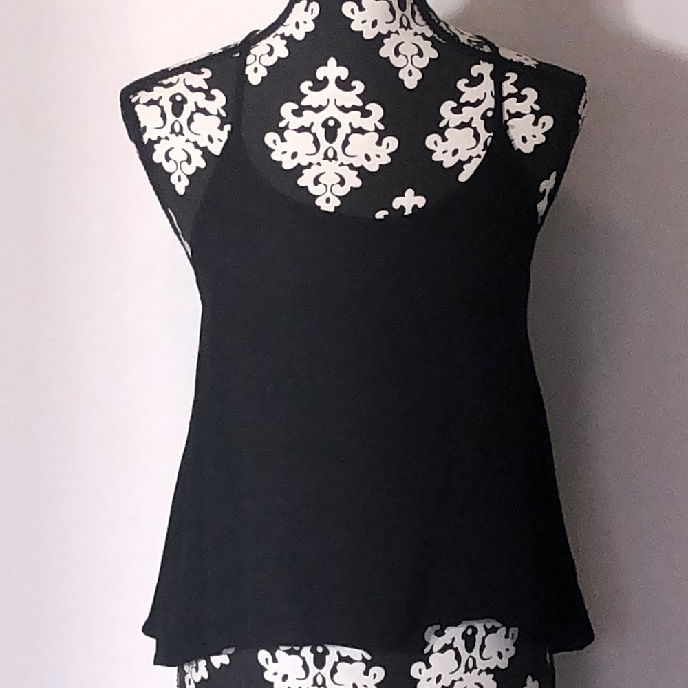 Black crochet lightweight lattice weave tank top